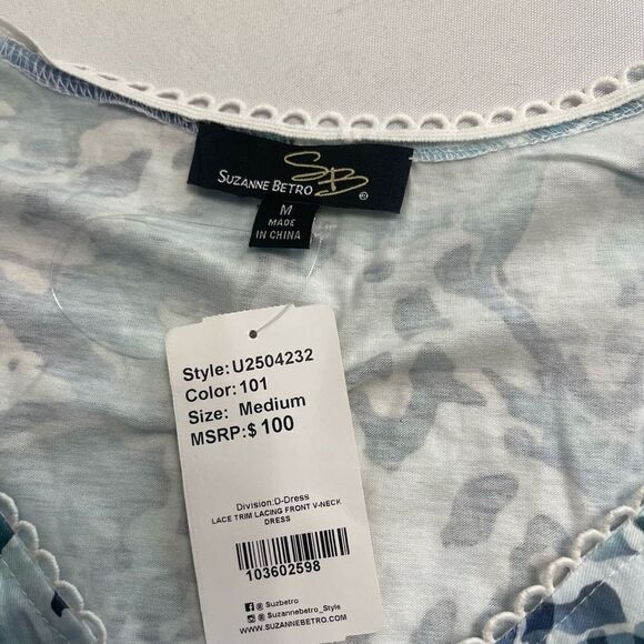 NWT Suzanne Betro Blue Dress Size Medium New - Picture 6 of 6